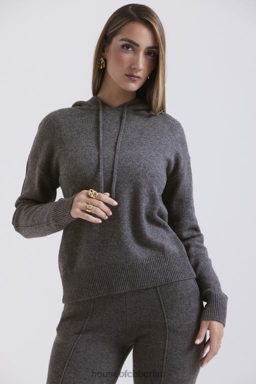 House of CB Jionni Kapuzenpullover aus anthrazitfarbener Kaschmirmischung Kleidung ZFD80650