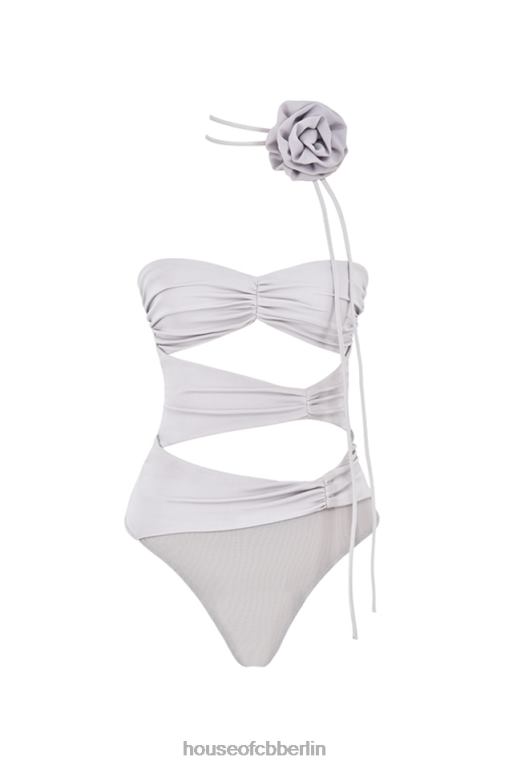 House of CB Joie grauer Body mit Blumenbesatz Kleidung ZFD80713