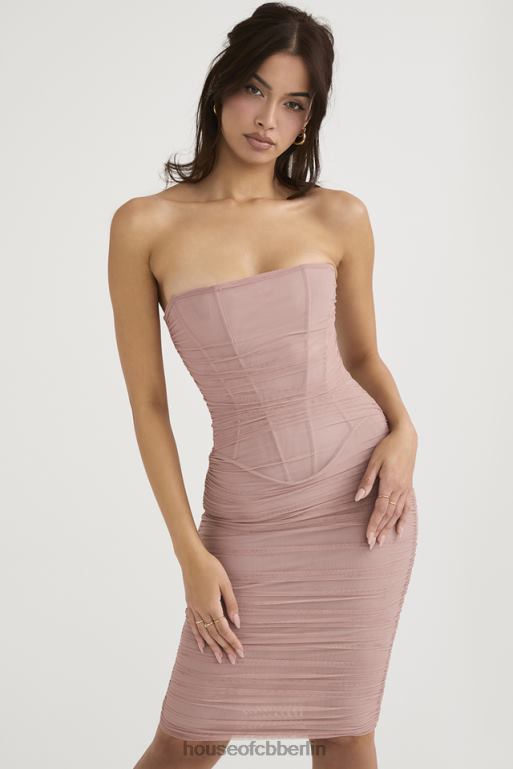 House of CB Julianna Blush – trägerloses gerafftes Midikleid Kleidung ZFD80481