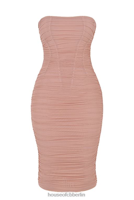 House of CB Julianna Blush – trägerloses gerafftes Midikleid Kleidung ZFD80481