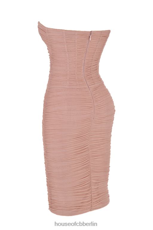 House of CB Julianna Blush – trägerloses gerafftes Midikleid Kleidung ZFD80481