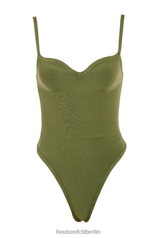 House of CB Kamila Olive Bandage-Body mit herzförmigem Ausschnitt Kleidung ZFD80756