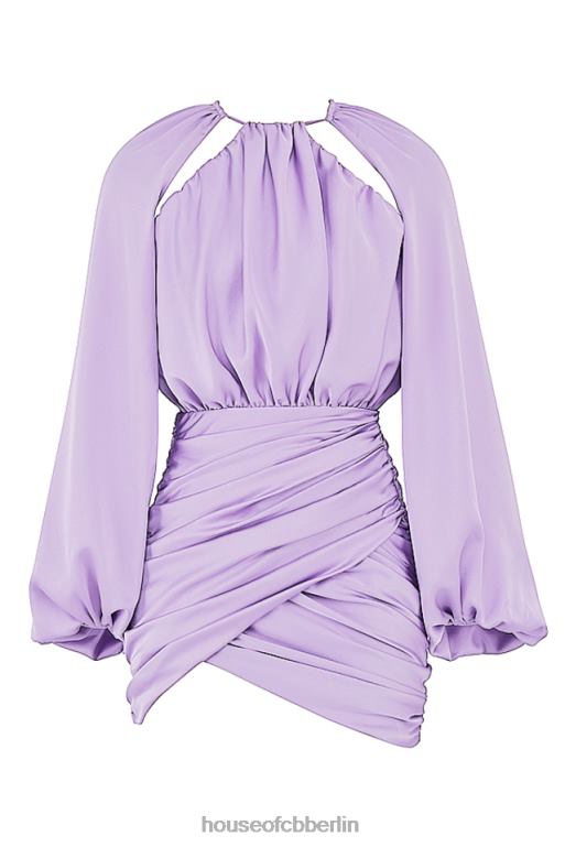 House of CB Kate Orchid Satin-Minikleid mit Wickelfront vorne Kleidung ZFD80458