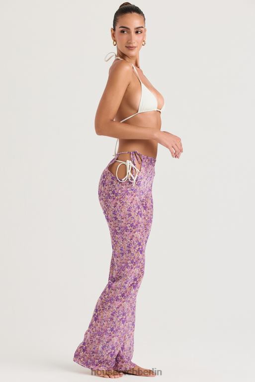 House of CB Keala-Hose mit violetten Blumenausschnitten Kleidung ZFD80929