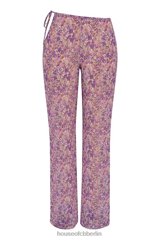 House of CB Keala-Hose mit violetten Blumenausschnitten Kleidung ZFD80929