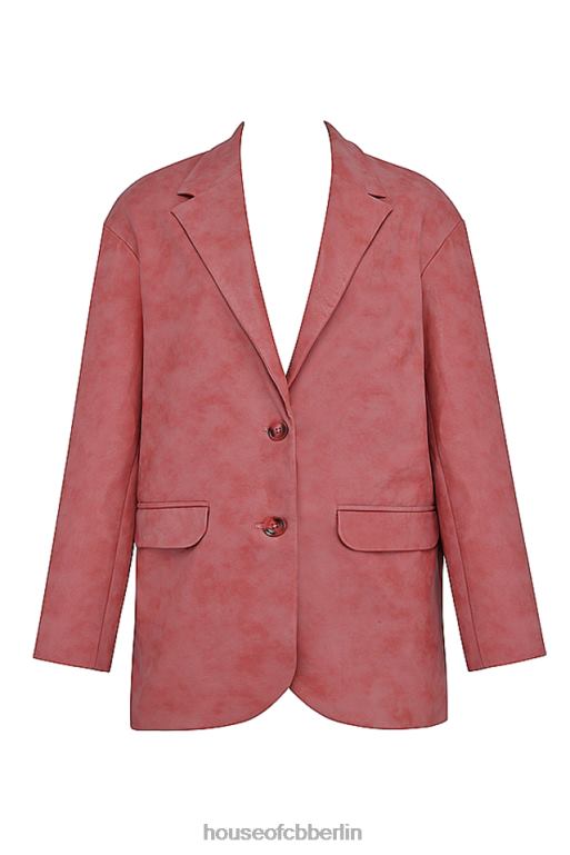 House of CB Kiera warmrosa übergroßer Blazer aus veganem Leder Kleidung ZFD801031