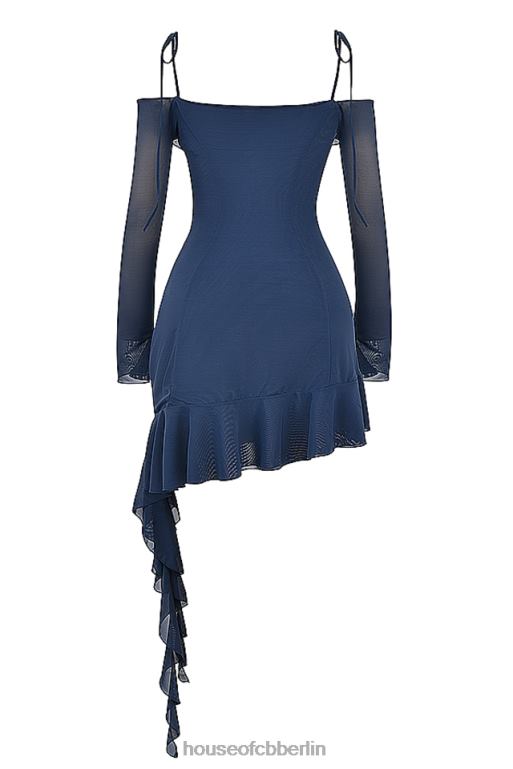 House of CB Kiki French Navy Rüschen-Minikleid Kleidung ZFD80162