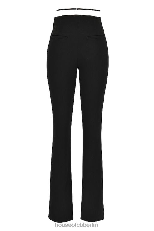 House of CB Layla schwarze Hose mit V-Vorderteil Kleidung ZFD80928