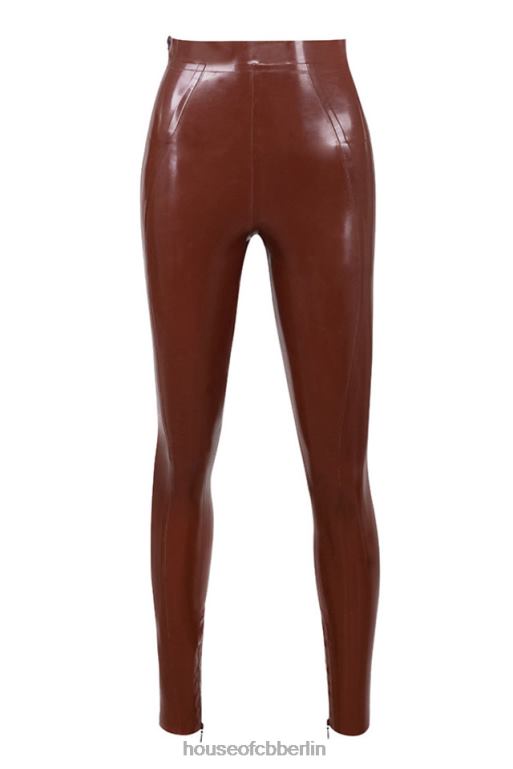 House of CB Lia Cocoa Latex-Leggings mit hoher Taille Kleidung ZFD80969