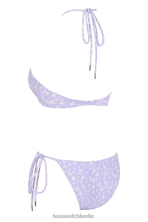 House of CB Lira-Flieder-Triangel-Bikini mit umgekehrtem Blumenmuster Kleidung ZFD801240