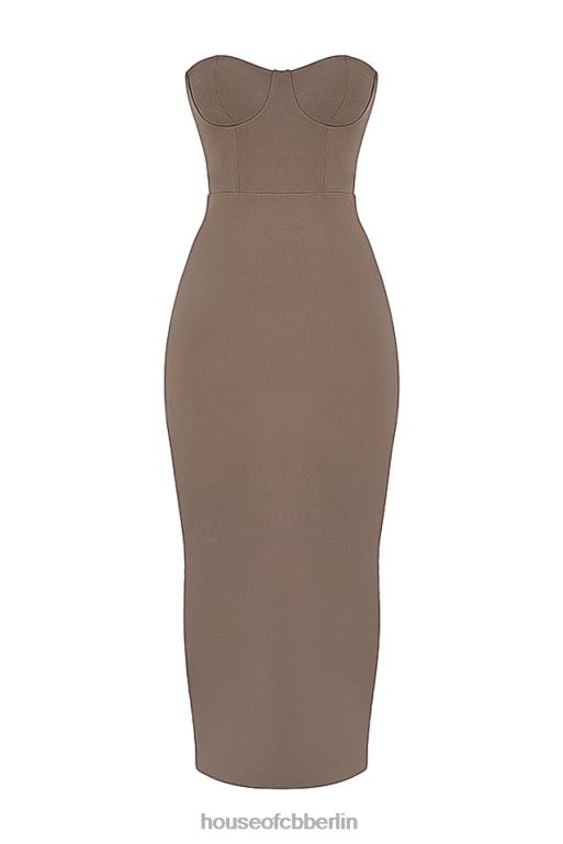 House of CB Lucia Taupe trägerloses Korsett-Maxikleid Kleidung ZFD80167