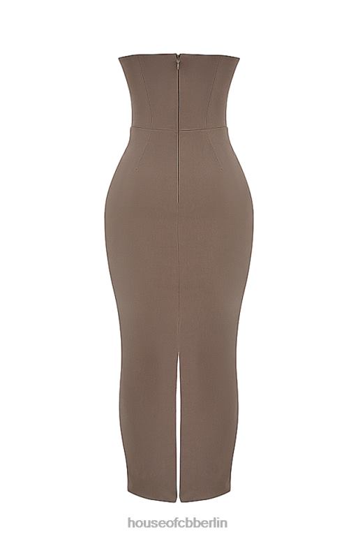 House of CB Lucia Taupe trägerloses Korsett-Maxikleid Kleidung ZFD80167