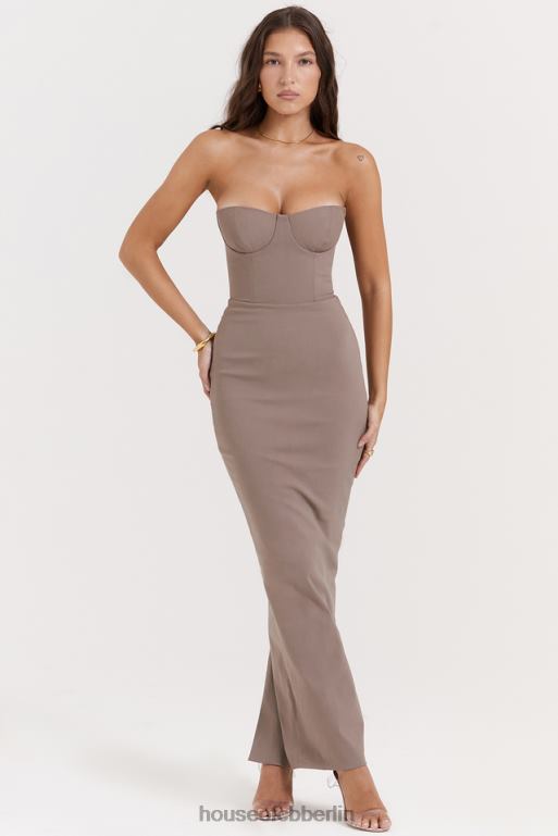 House of CB Lucia Taupe trägerloses Korsett-Maxikleid Kleidung ZFD80167