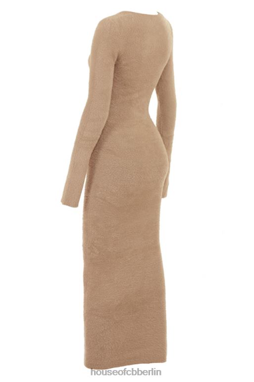 House of CB Lucille Camel Fuzzy-Maxikleid Kleidung ZFD80312