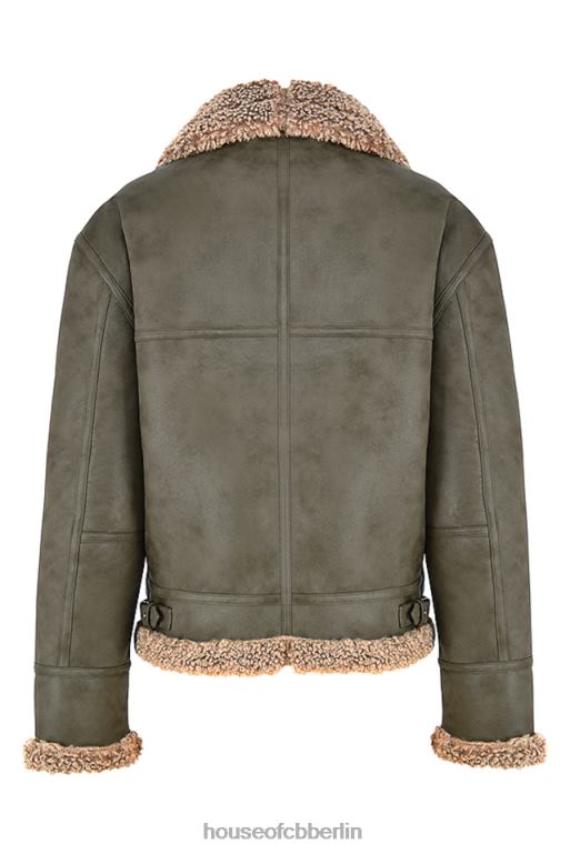 House of CB Madden Armygrüne Fliegerjacke aus veganem Shearling Kleidung ZFD801038