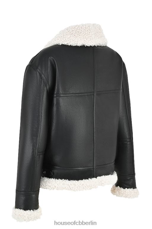 House of CB Madden schwarze Fliegerjacke aus veganem Shearling Kleidung ZFD801041