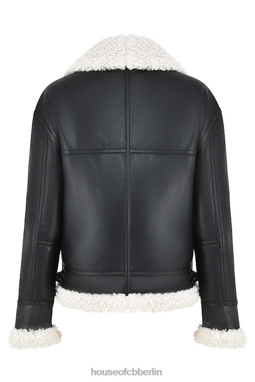 House of CB Madden schwarze Fliegerjacke aus veganem Shearling Kleidung ZFD801041