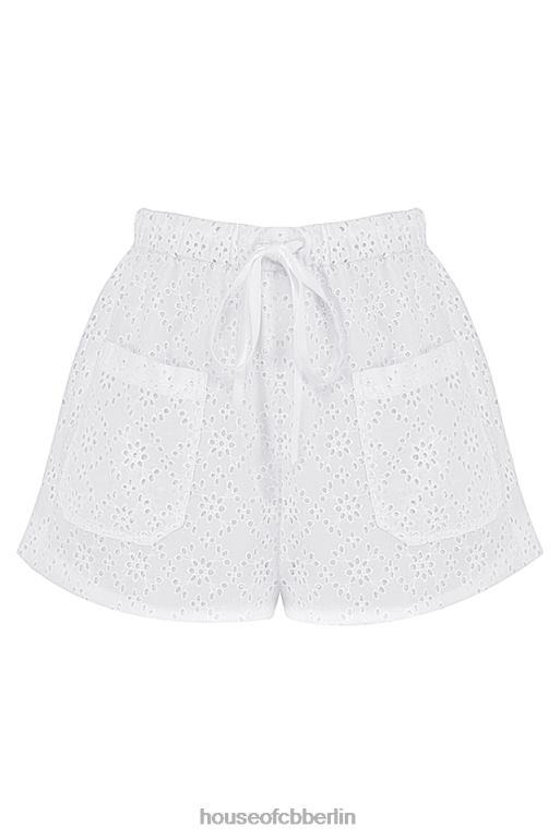 House of CB Mae weiße Broderie-Anglaise-Shorts Kleidung ZFD80914