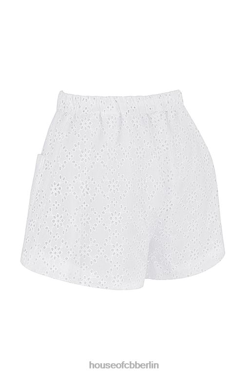 House of CB Mae weiße Broderie-Anglaise-Shorts Kleidung ZFD80914