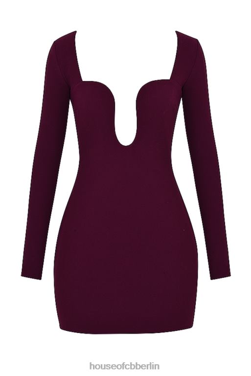 House of CB Marcella Merlot-Korsettkleid mit tiefem Ausschnitt Kleidung ZFD80325