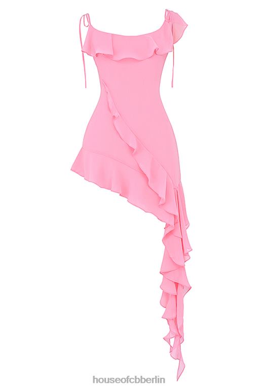 House of CB Marcia French Pink Rüschen-Minikleid Kleidung ZFD80195