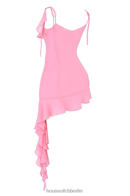 House of CB Marcia French Pink Rüschen-Minikleid Kleidung ZFD80195