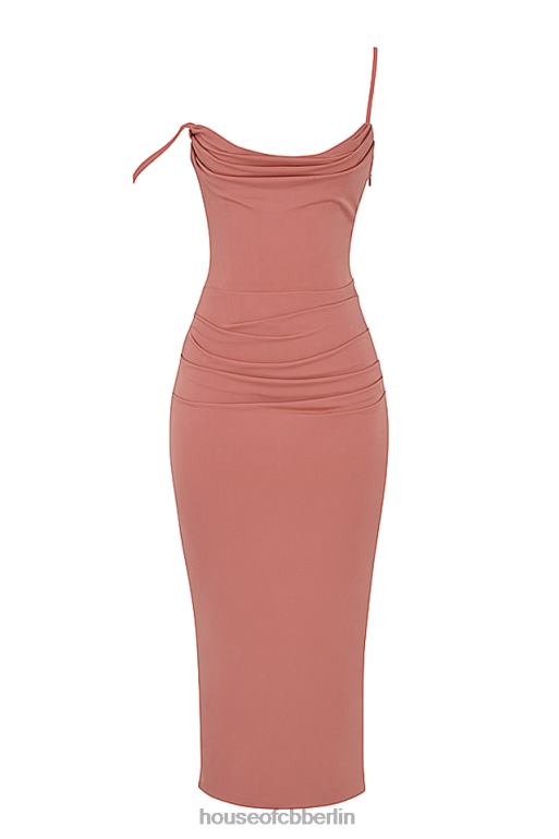 House of CB Marciella Rose drapiertes Korsett-Midikleid Kleidung ZFD80508