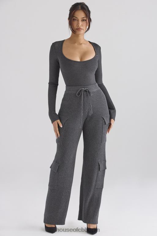 House of CB Marianna Loungewear-Body in Anthrazit Kleidung ZFD80697