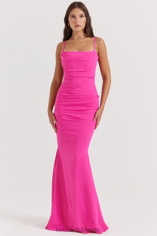 House of CB Milena heißes rosa Korsett-Maxikleid Kleidung ZFD80181