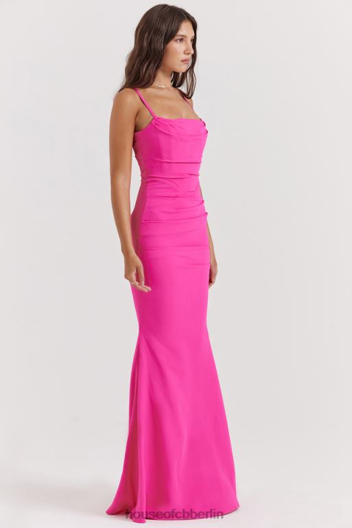 House of CB Milena heißes rosa Korsett-Maxikleid Kleidung ZFD80181