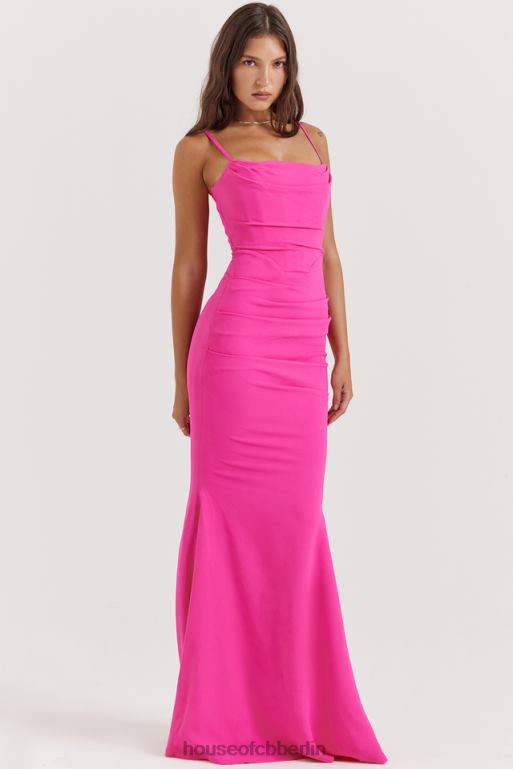 House of CB Milena heißes rosa Korsett-Maxikleid Kleidung ZFD80181