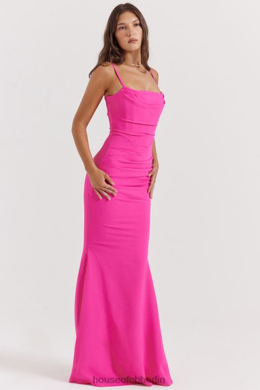 House of CB Milena heißes rosa Korsett-Maxikleid Kleidung ZFD80181