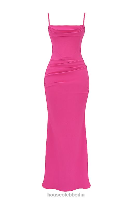 House of CB Milena heißes rosa Korsett-Maxikleid Kleidung ZFD80181