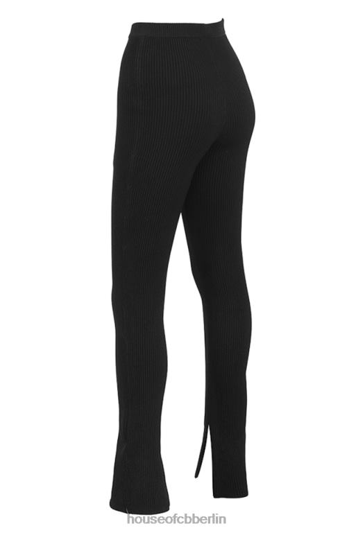 House of CB Mitzi schwarze Rippstrick-Leggings Kleidung ZFD80876