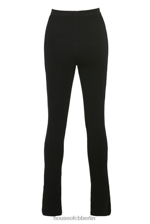 House of CB Mitzi schwarze Rippstrick-Leggings Kleidung ZFD80876