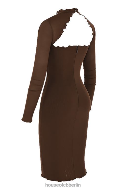 House of CB Natalia Chocolate Power Mesh-Midikleid mit Schnürung vorne Kleidung ZFD80575