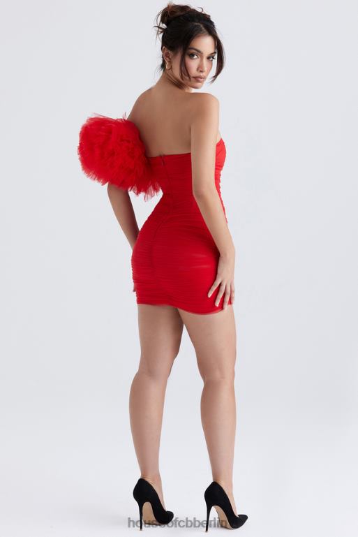 House of CB Noelle Scarlet Kleid mit Rüschenärmeln Kleidung ZFD80358