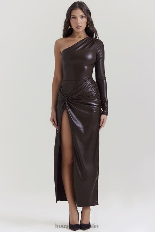 House of CB Octavia Cocoa-Maxikleid aus veganem Leder Kleidung ZFD80130