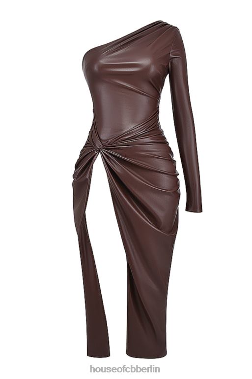 House of CB Octavia Cocoa-Maxikleid aus veganem Leder Kleidung ZFD80130