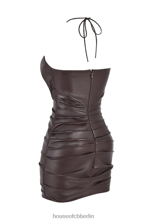 House of CB Olivia Bitter Chocolate Minikleid aus veganem Leder Kleidung ZFD80377