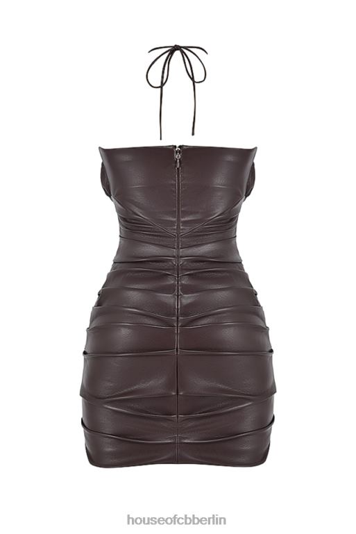 House of CB Olivia Bitter Chocolate Minikleid aus veganem Leder Kleidung ZFD80377