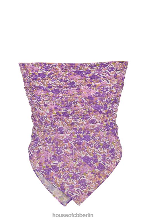 House of CB Paros Mehrzweckschal mit violettem Blumenmuster Kleidung ZFD801236