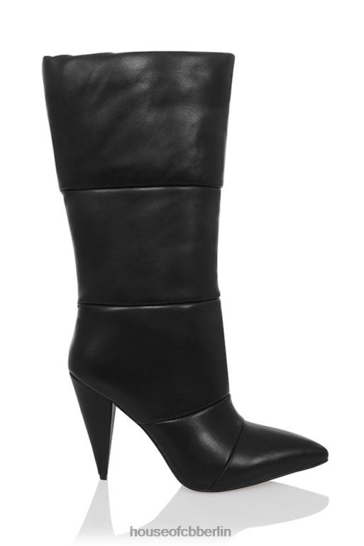 House of CB Phänomen schwarze Puffa-Lederstiefel Schuhe ZFD801114