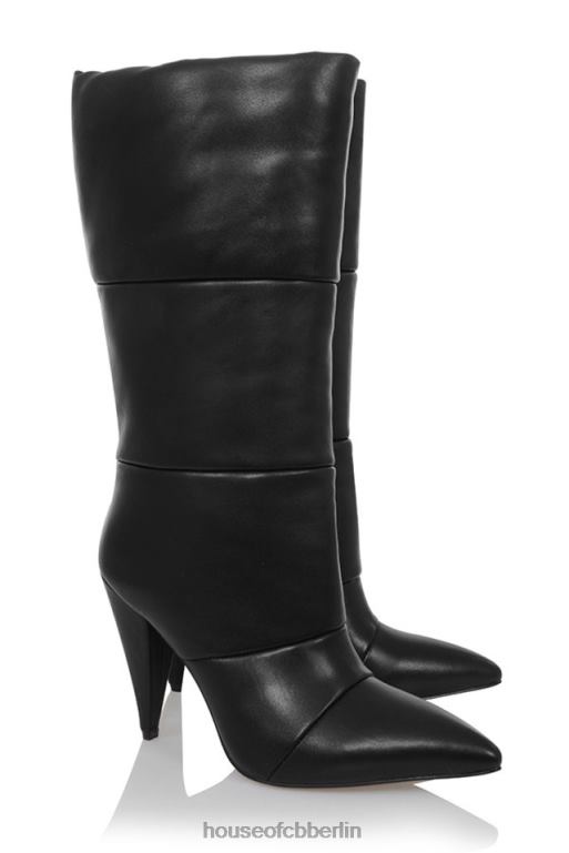 House of CB Phänomen schwarze Puffa-Lederstiefel Schuhe ZFD801114