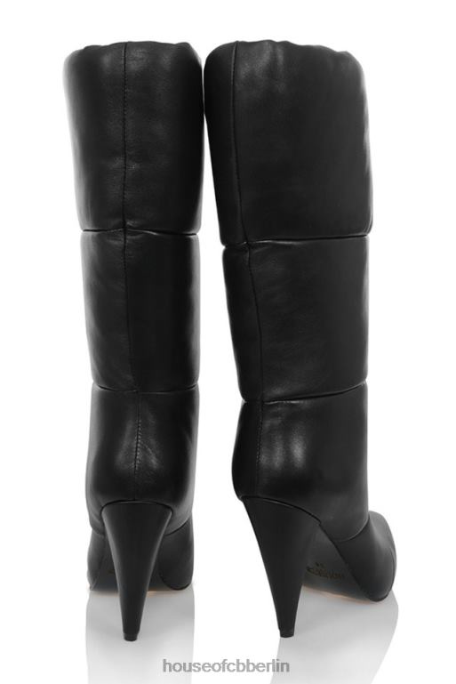 House of CB Phänomen schwarze Puffa-Lederstiefel Schuhe ZFD801114