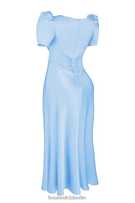 House of CB Rafaela weiches blaues Kleid aus reiner Seide und Spitze Kleidung ZFD80146