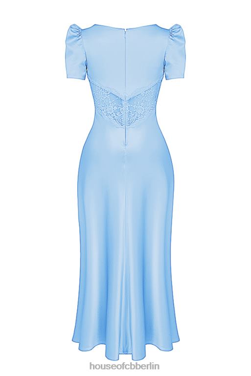 House of CB Rafaela weiches blaues Kleid aus reiner Seide und Spitze Kleidung ZFD80146