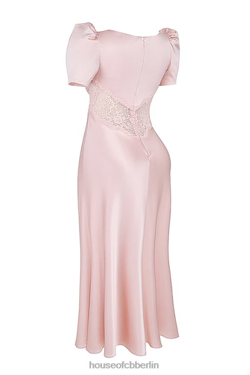 House of CB Rafaela weiches pfirsichfarbenes Kleid aus reiner Seide und Spitze Kleidung ZFD80168