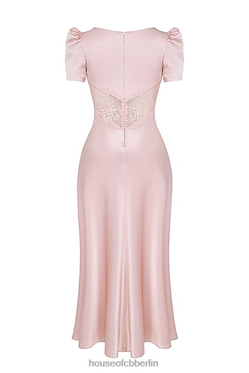 House of CB Rafaela weiches pfirsichfarbenes Kleid aus reiner Seide und Spitze Kleidung ZFD80168