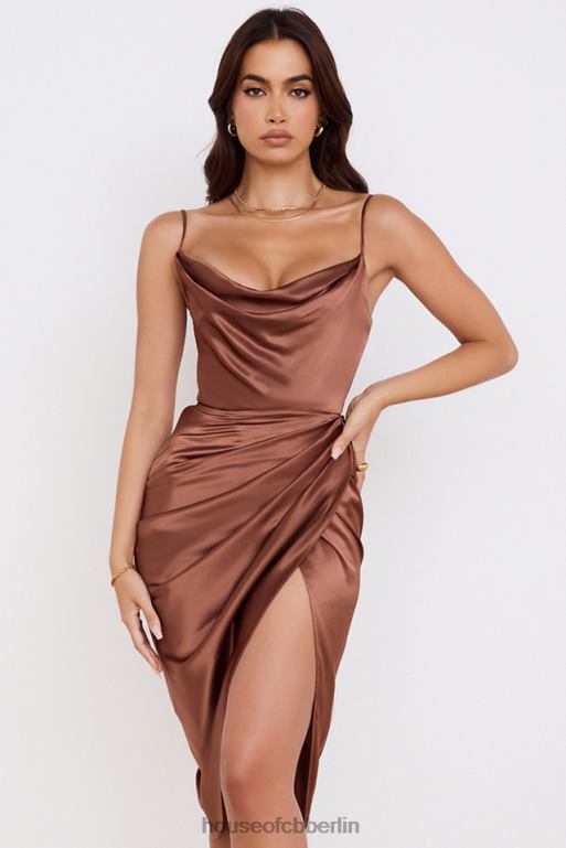 House of CB Reva-Balkonkorsettkleid aus Toffee-Satin Kleidung ZFD80535